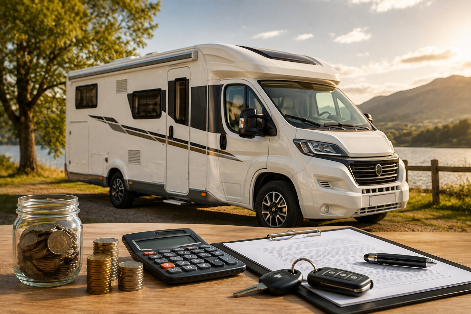 Golden-Hour Motorhome Budgeting by the Lake